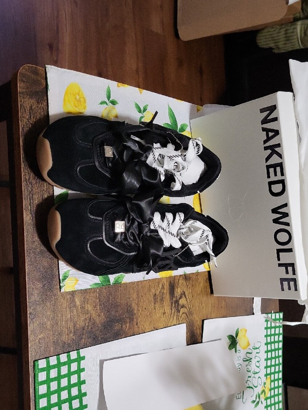 Naked Wolfe Adored Black Suede Sneakers NWT + Tote